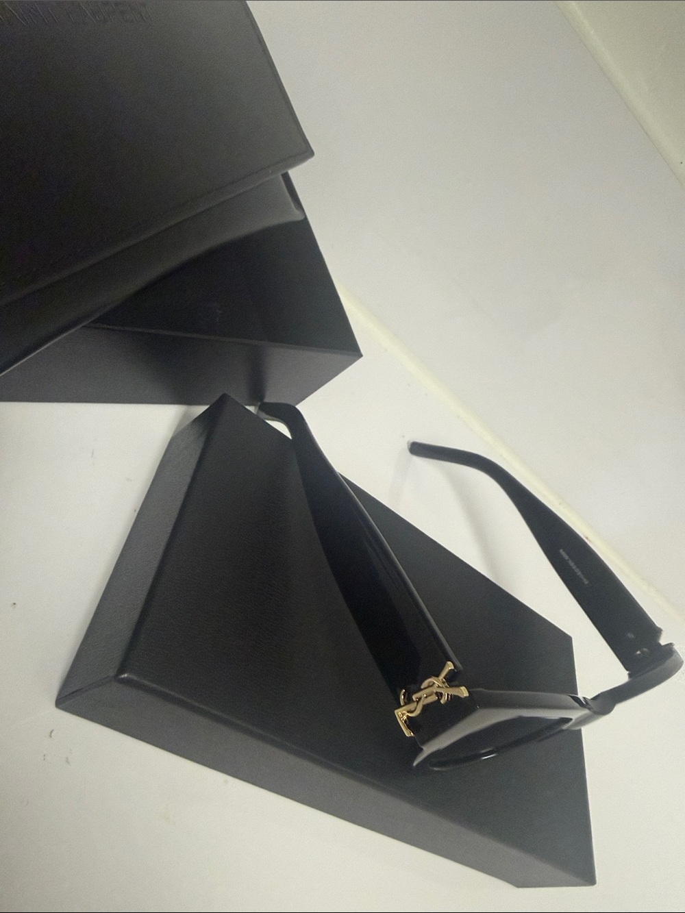 Black Cat-Eye Sunglasses with Gold Temple Accent - Picture 2 of 4